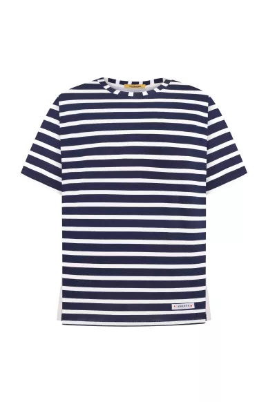 Віскозна футболка прямого покрою в біло-синю смужку Ізіда - фото