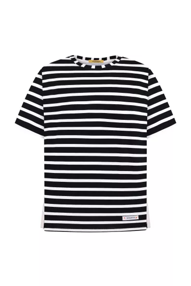 Віскозна футболка прямого покрою в біло-чорну смужку Ізіда - фото