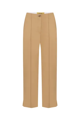 Bernie sand-colored cotton cropped pants