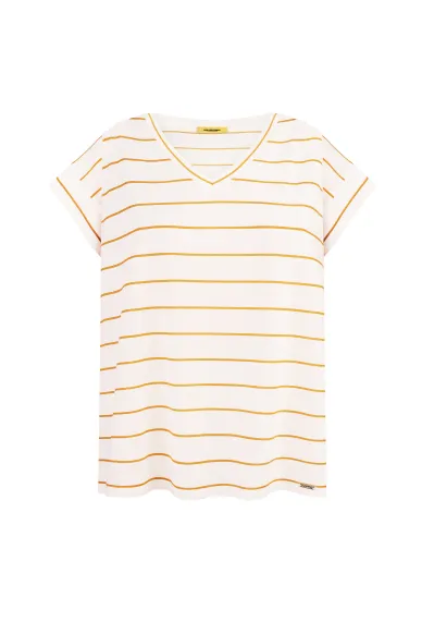 Lassie white and gold striped viscose T-shirt - photo