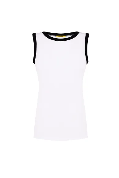 Базова трикотажна майка білого кольору Хлоя - фото