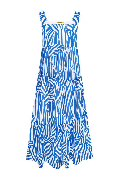 Blue and white cotton sundress of loose cut Luga - photo