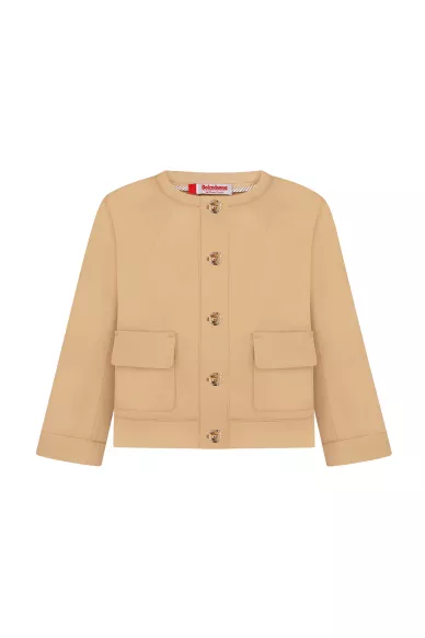 Укороченный хлопчатобумажный жакет в деловом стиле бежевого цвета Левис - фото