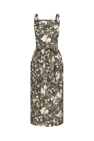 Cotton khaki sundress with ties Bodrum