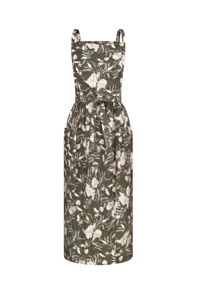 Cotton khaki sundress with ties Bodrum - photo