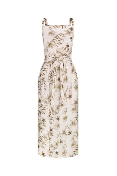 Cotton white and beige sundress with ties Bodrum - photo