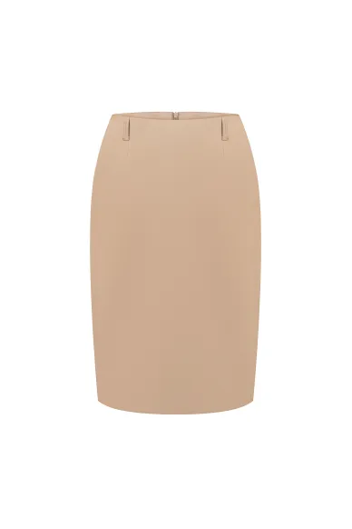 Бежева пряма спідниця з бавовни Кейхін - фото