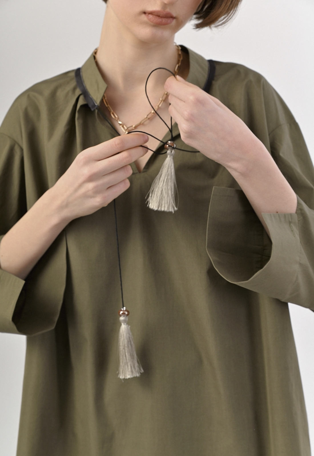 Рубашка расклешенного кроя с завязками Арабелла